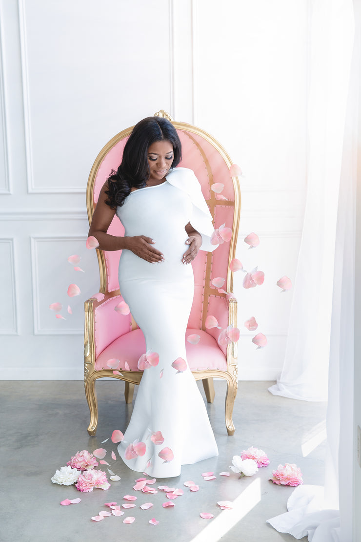 white maternity dress for baby shower