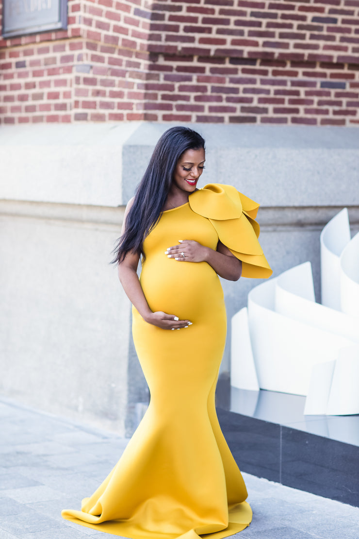 Yellow Maternity Dress for Photo Shoot and Baby Showers - Tulip